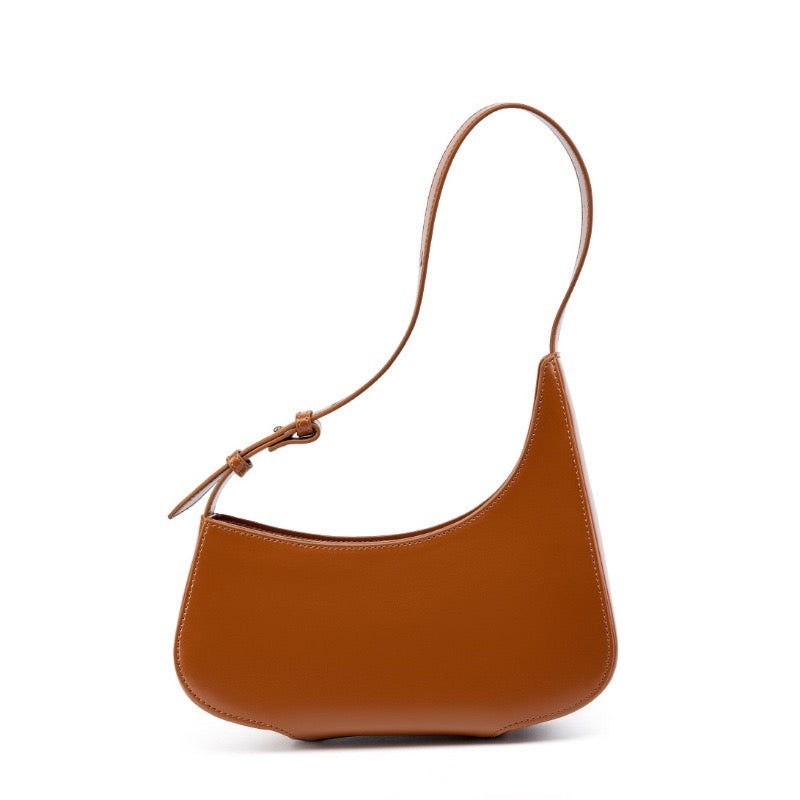 Women’s Genuine Leather Half Moon Baguette Bag | Effortless Everyday Elegance