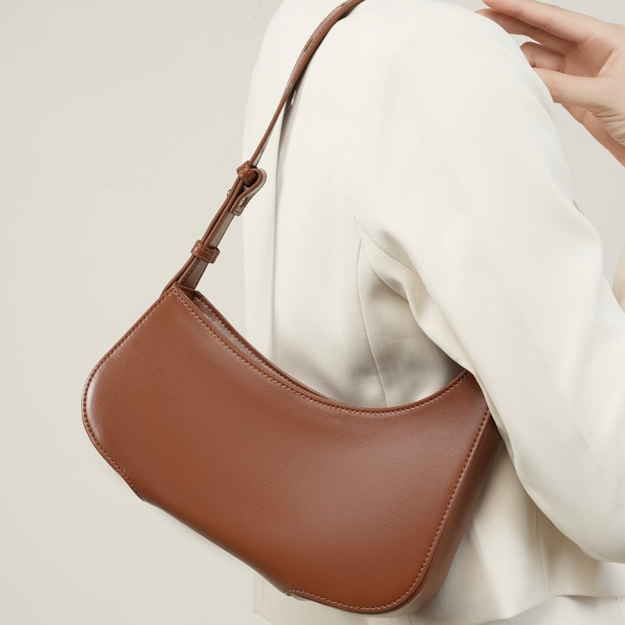 Women’s Genuine Leather Half Moon Baguette Bag | Effortless Everyday Elegance