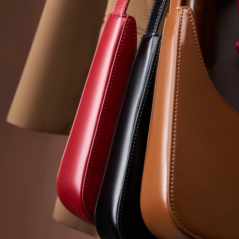 Women’s Genuine Leather Half Moon Baguette Bag | Effortless Everyday Elegance