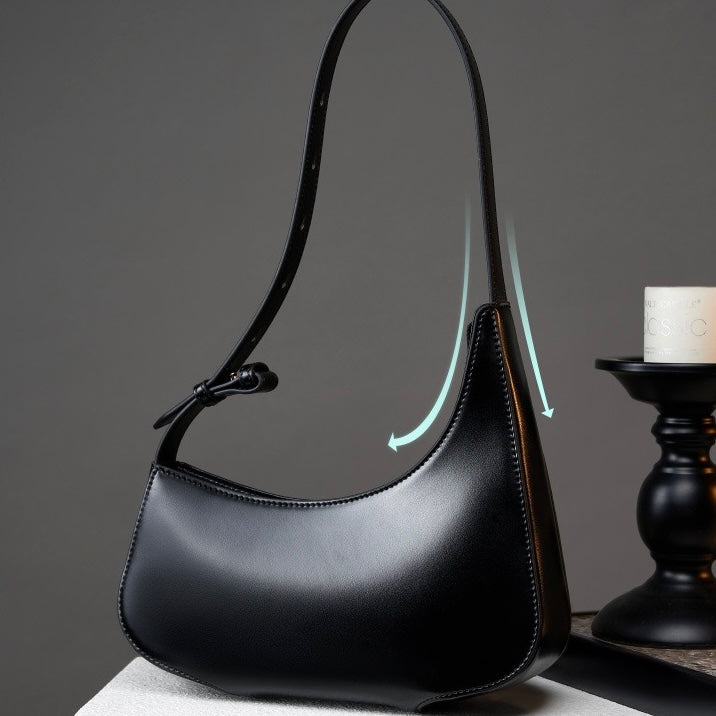 Women’s Genuine Leather Half Moon Baguette Bag | Effortless Everyday Elegance