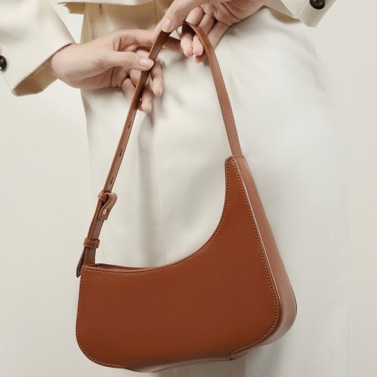 Women’s Genuine Leather Half Moon Baguette Bag | Effortless Everyday Elegance