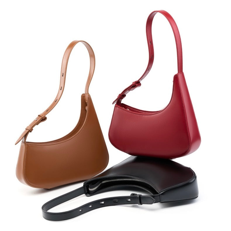 Women’s Genuine Leather Half Moon Baguette Bag | Effortless Everyday Elegance