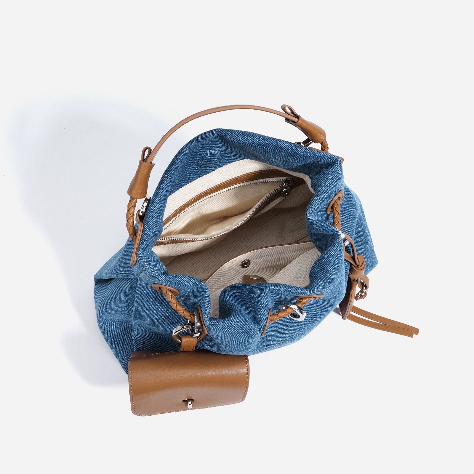 Women’s Genuine Leather Denim Patchwork Hobo Bag | Effortless Urban Elegance
