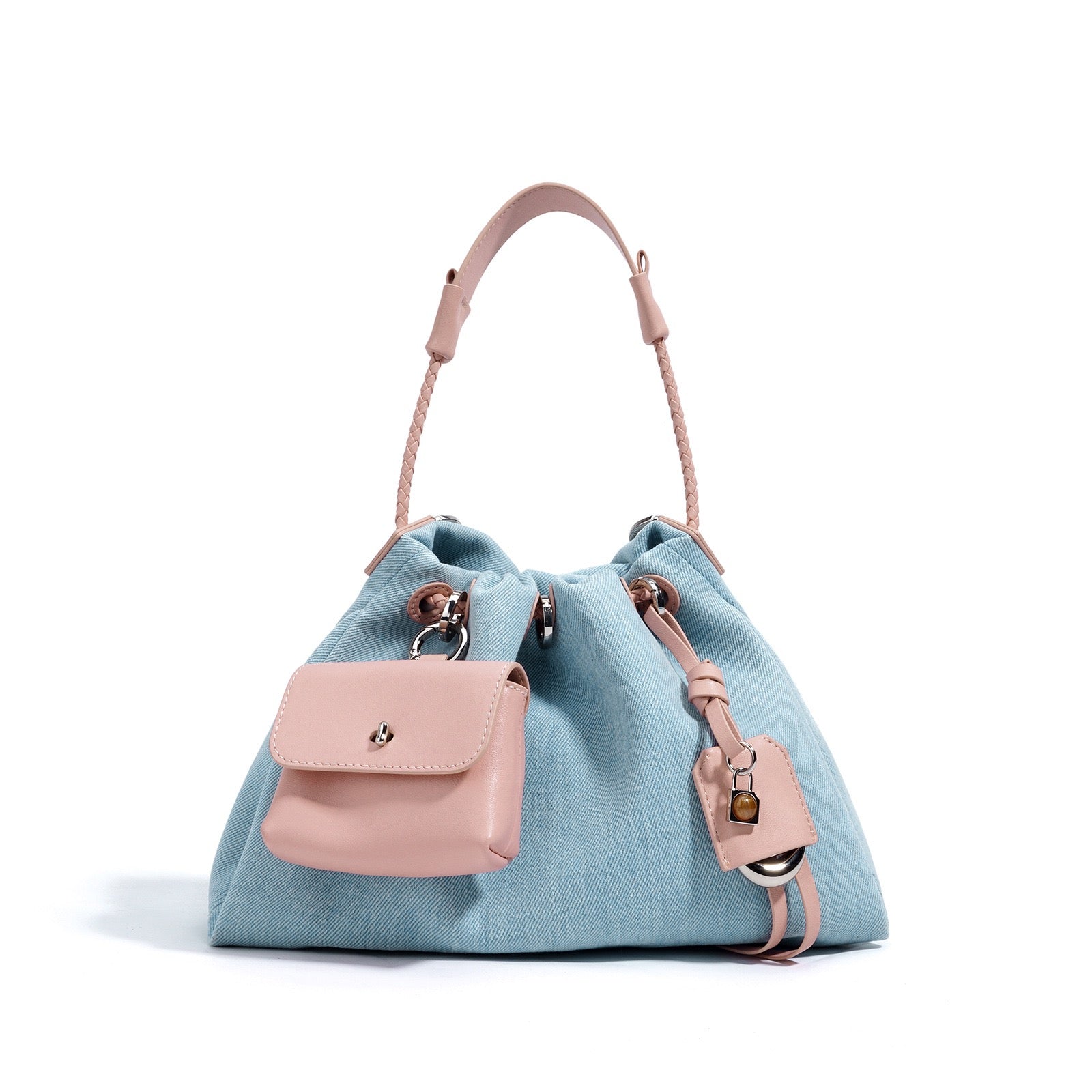 Women’s Genuine Leather Denim Patchwork Hobo Bag | Effortless Urban Elegance