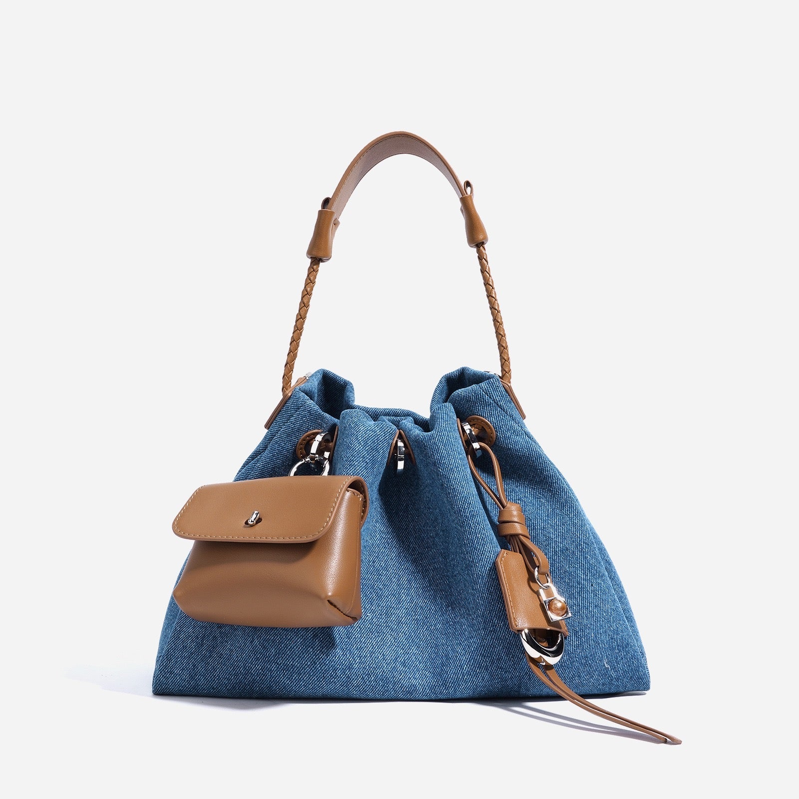 Women’s Genuine Leather Denim Patchwork Hobo Bag | Effortless Urban Elegance