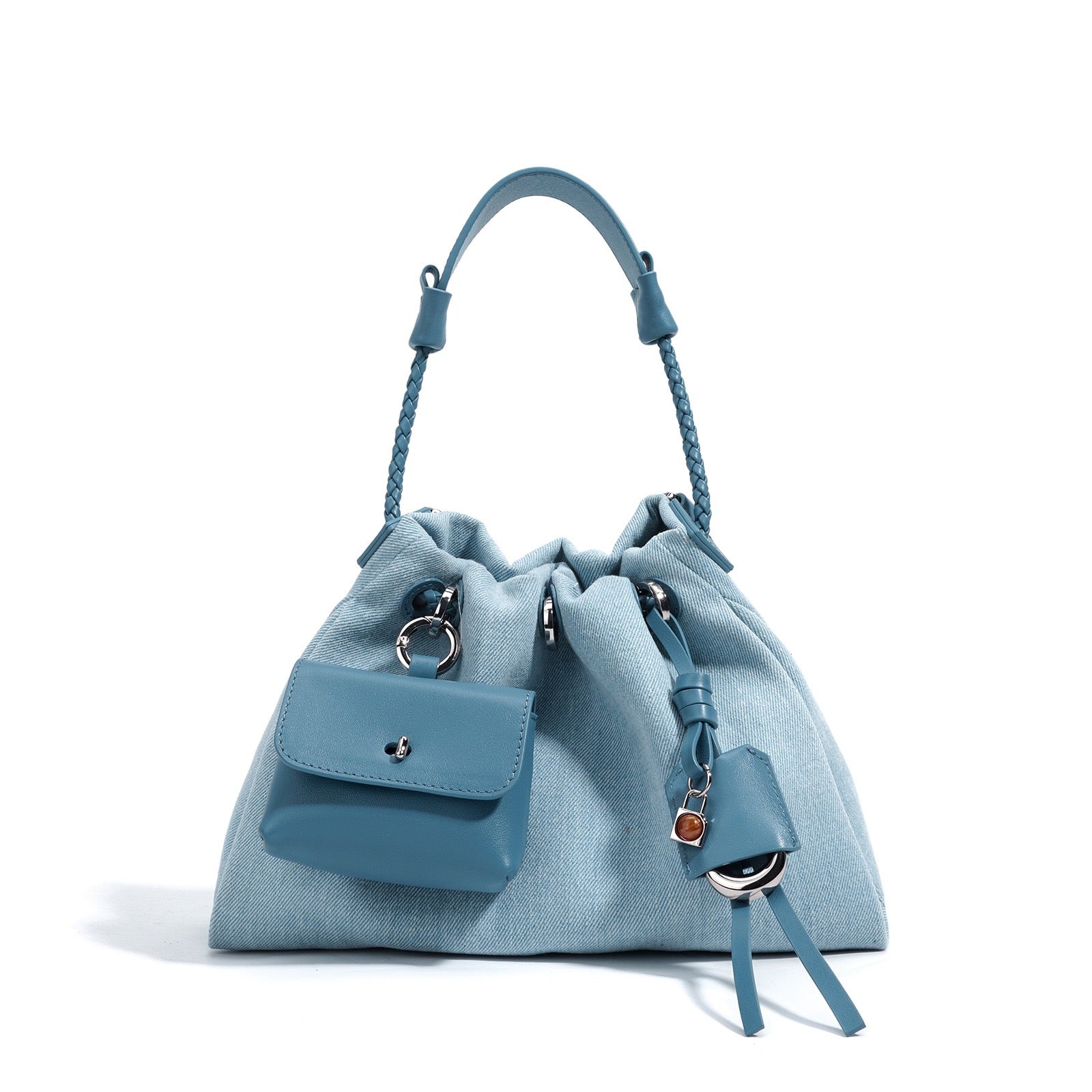 Women’s Genuine Leather Denim Patchwork Hobo Bag | Effortless Urban Elegance