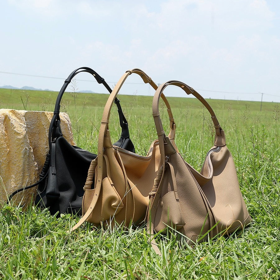 Minimalist Genuine Leather Tote Shoulder Bag | Large Capacity Commuter Elegance