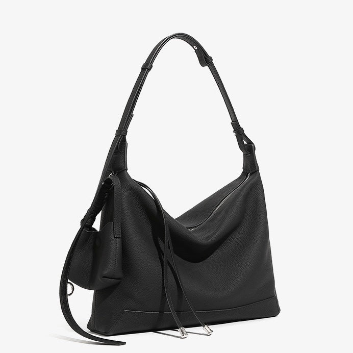 Minimalist Genuine Leather Tote Shoulder Bag | Large Capacity Commuter Elegance