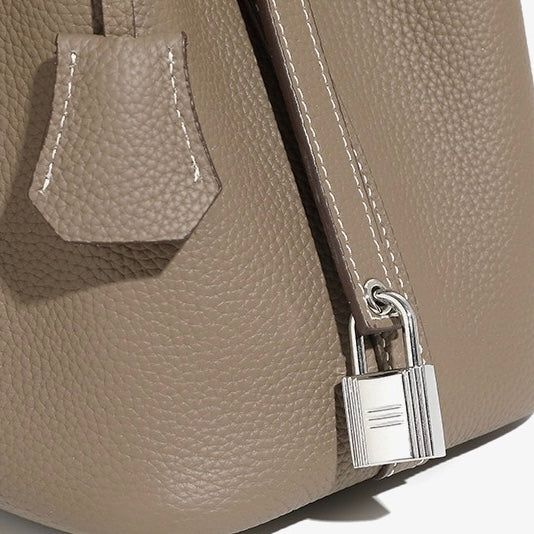 Women’s Genuine Leather Basket Bag | Effortless Silver Buckle Elegance