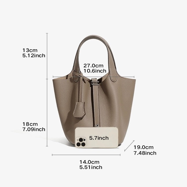 Women’s Genuine Leather Basket Bag | Effortless Silver Buckle Elegance