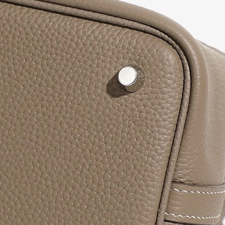 Women’s Genuine Leather Basket Bag | Effortless Silver Buckle Elegance