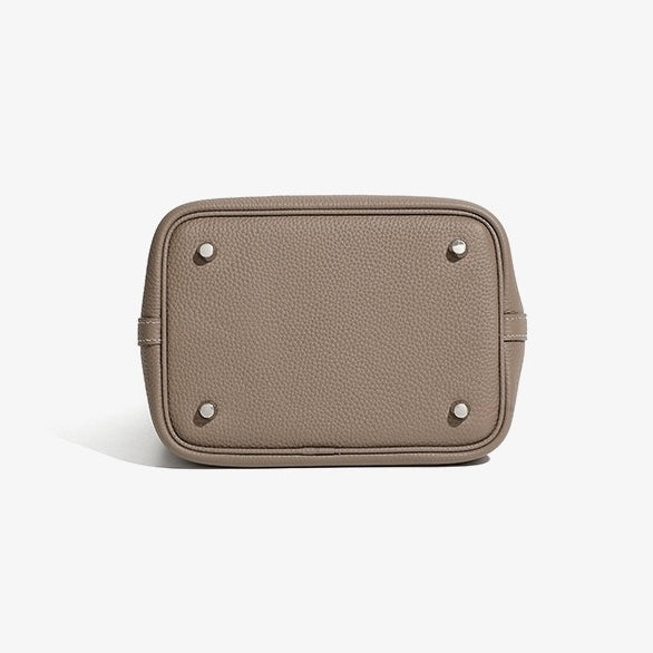 Women’s Genuine Leather Basket Bag | Effortless Silver Buckle Elegance