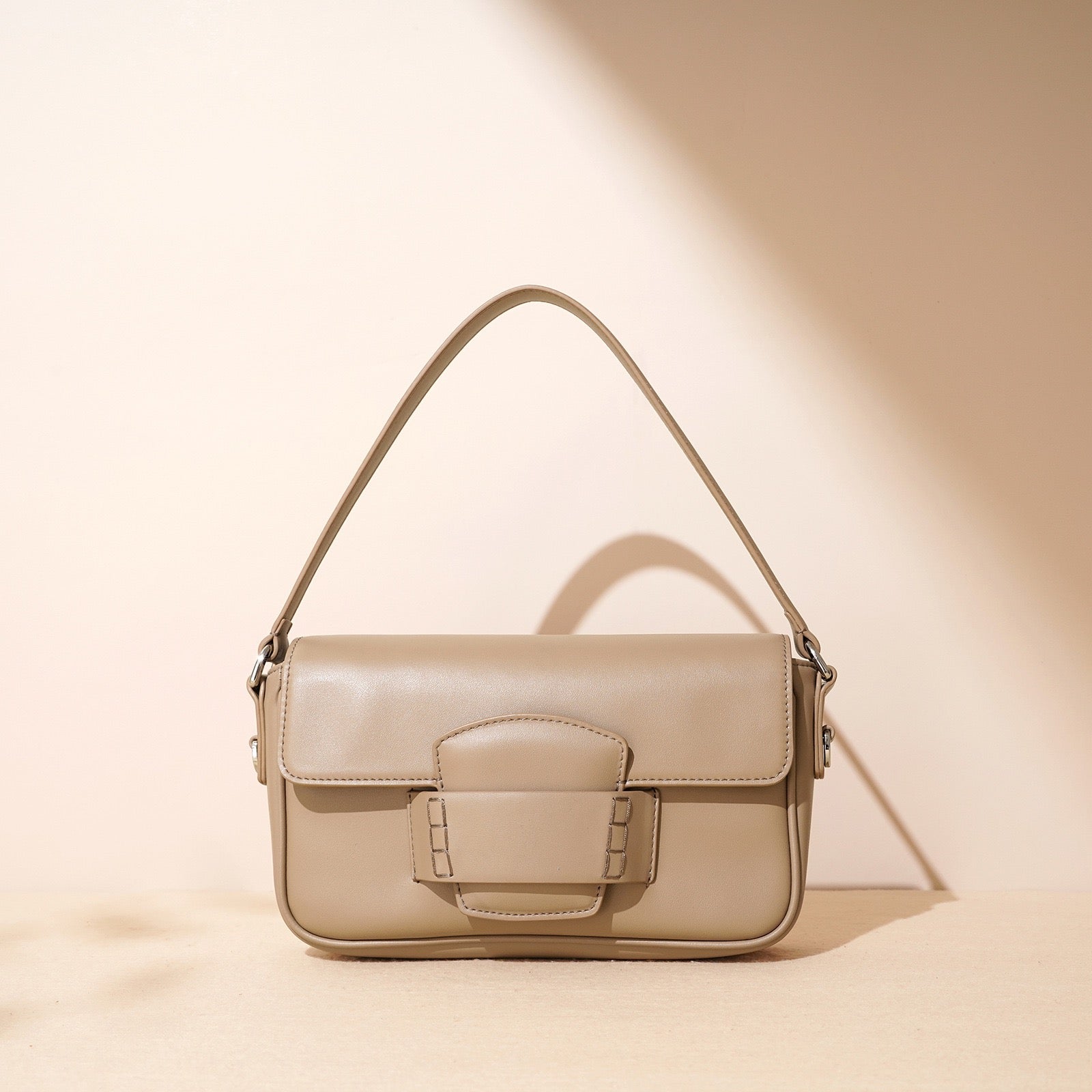 Women’s Genuine Leather Shoulder Bag | Minimalist Square Flap Elegance