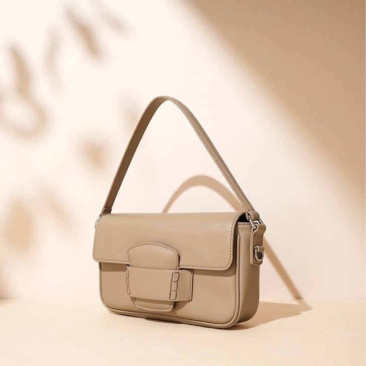 Women’s Genuine Leather Shoulder Bag | Effortless Flap Crossbody Elegance