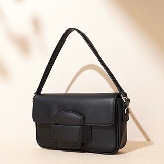 Women’s Genuine Leather Shoulder Bag | Minimalist Square Flap Elegance