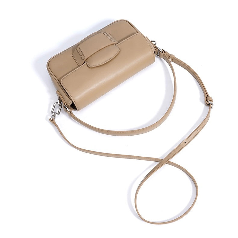 Women’s Genuine Leather Shoulder Bag | Minimalist Square Flap Elegance