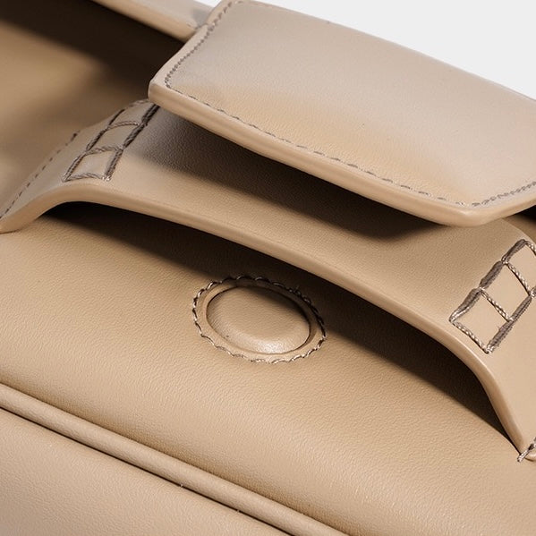 Women’s Genuine Leather Shoulder Bag | Minimalist Square Flap Elegance