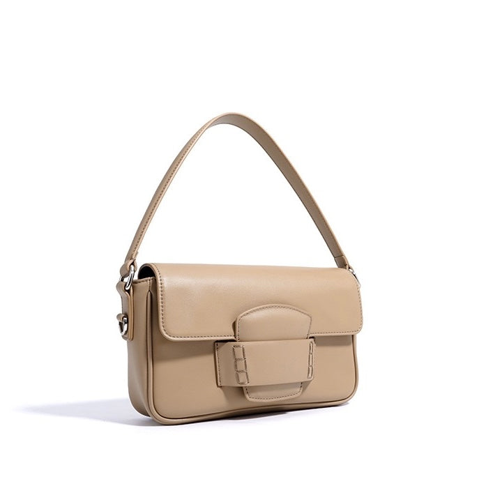 Women’s Genuine Leather Shoulder Bag | Minimalist Square Flap Elegance