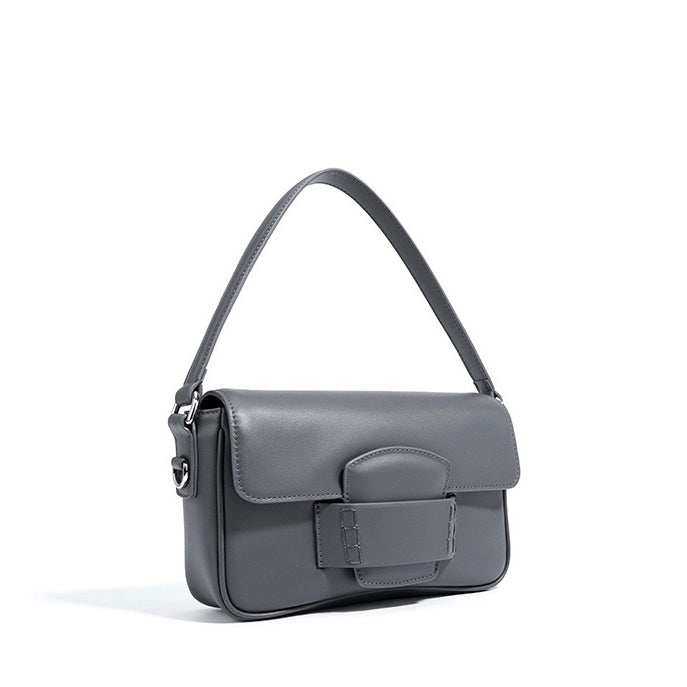 Women’s Genuine Leather Shoulder Bag | Minimalist Square Flap Elegance