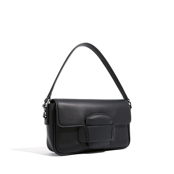 Women’s Genuine Leather Shoulder Bag | Minimalist Square Flap Elegance