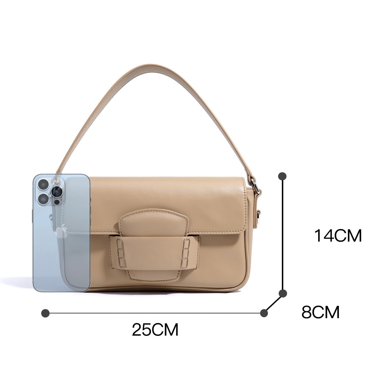 Women’s Genuine Leather Shoulder Bag | Minimalist Square Flap Elegance