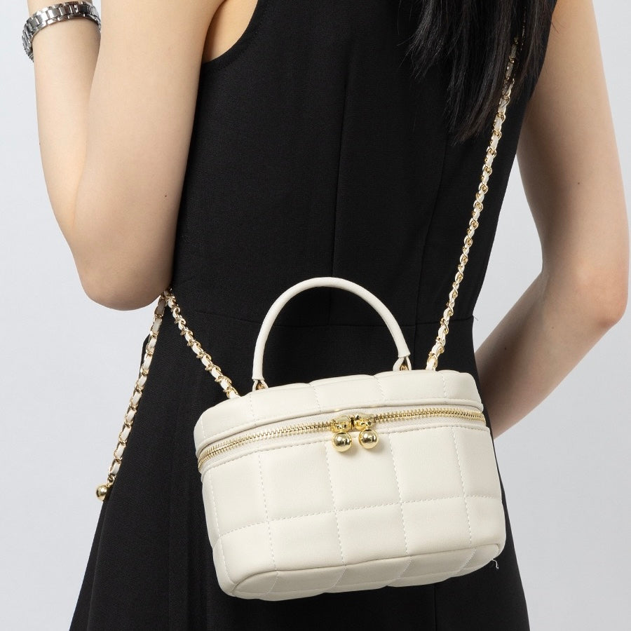 Women’s Textured Genuine Leather Chain Shoulder Bag | Effortless Timeless Elegance