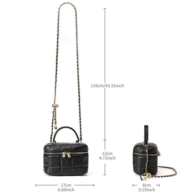 Women’s Textured Genuine Leather Chain Shoulder Bag | Effortless Timeless Elegance
