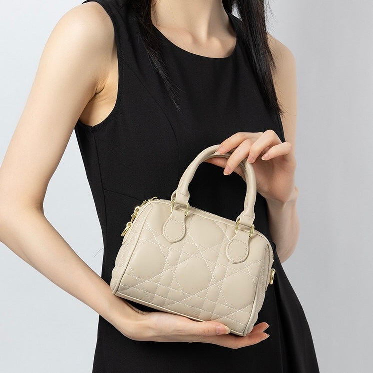 Women’s Genuine Leather Quilted Boston Clutch Bag | Timeless Understated Elegance