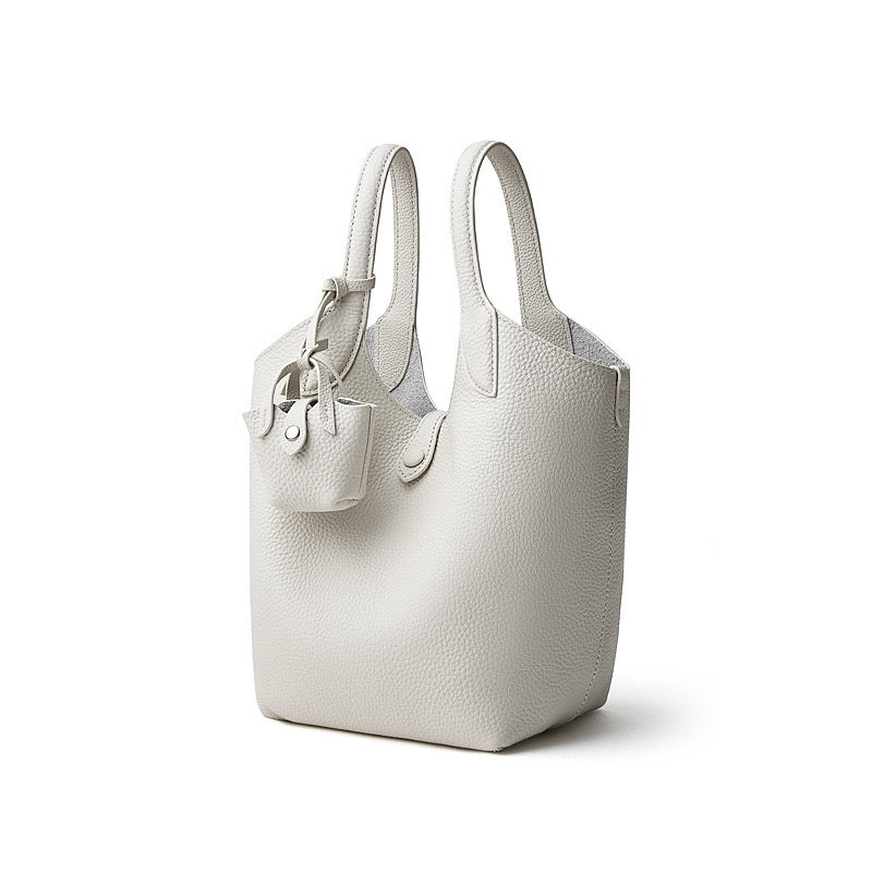 Women’s Pebbled Leather Bucket Bag | Effortless Elegance With Mini Pouch