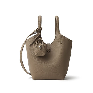 Women’s Pebbled Leather Bucket Bag | Effortless Elegance With Mini Pouch