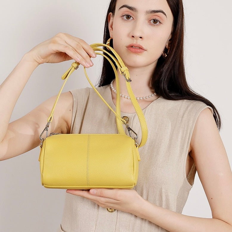 Women’s Top Grain Cowhide Cylinder Clutch Bag | Timeless Sculptural Elegance