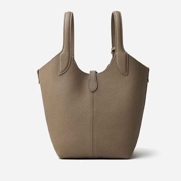 Women’s Pebbled Leather Bucket Bag | Effortless Elegance With Mini Pouch