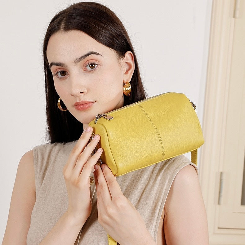 Women’s Top Grain Cowhide Cylinder Clutch Bag | Timeless Sculptural Elegance