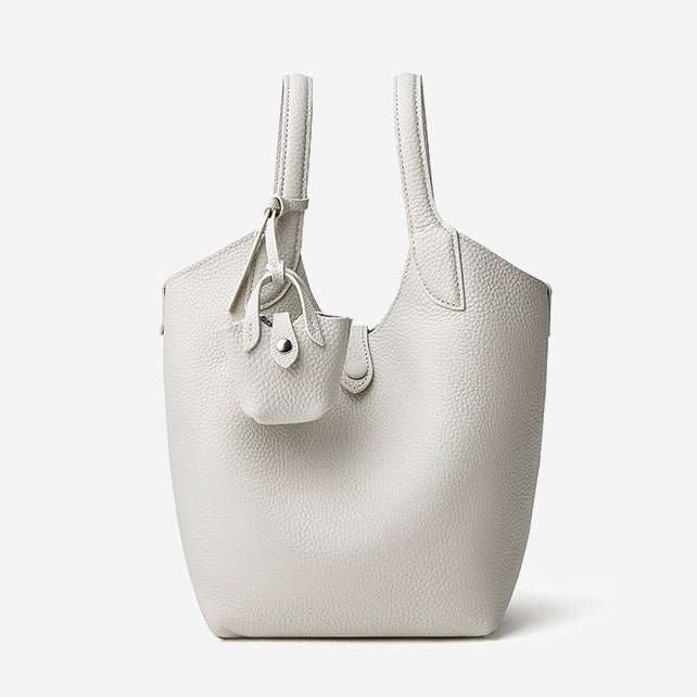 Women’s Pebbled Leather Bucket Bag | Effortless Elegance With Mini Pouch