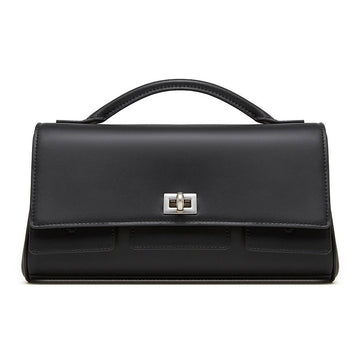 Women’s Genuine Leather Shoulder Handbag | Designer Lock Clasp Elegance