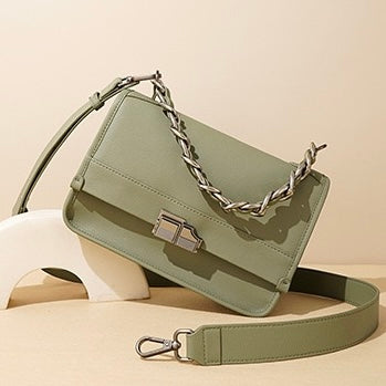 Women’s Genuine Leather Small Square Bag | Effortless Chain Elegance