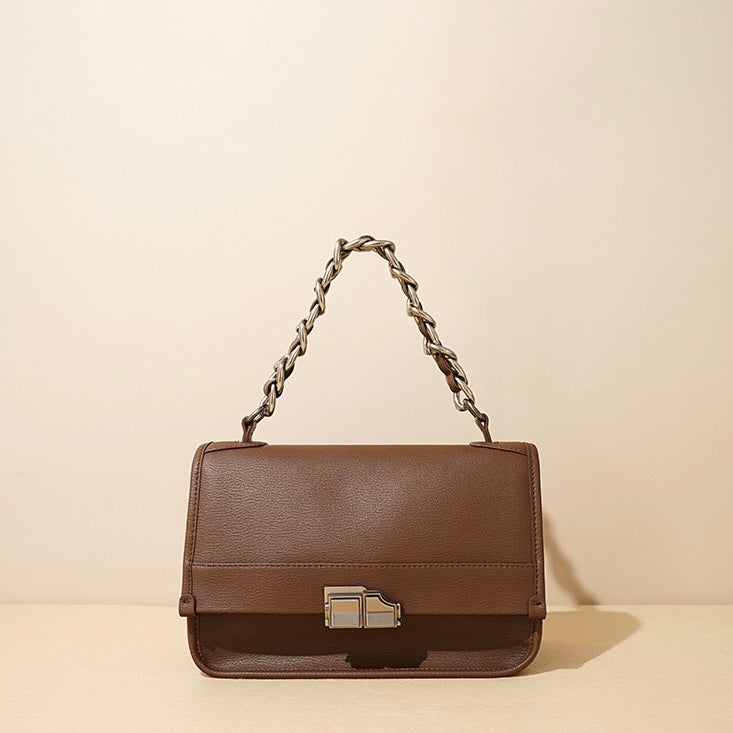 Women’s Genuine Leather Small Square Bag | Effortless Chain Elegance