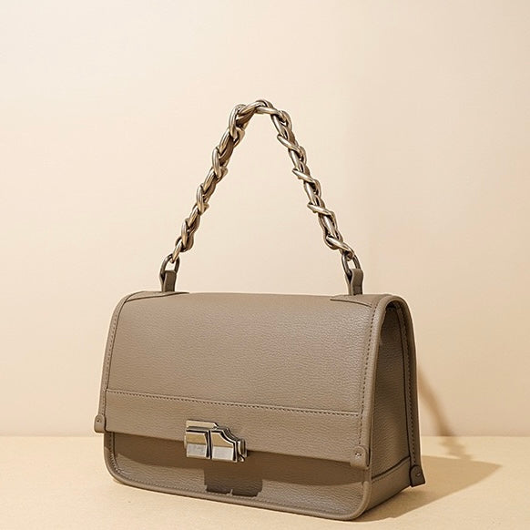 Women’s Genuine Leather Small Square Bag | Effortless Chain Elegance