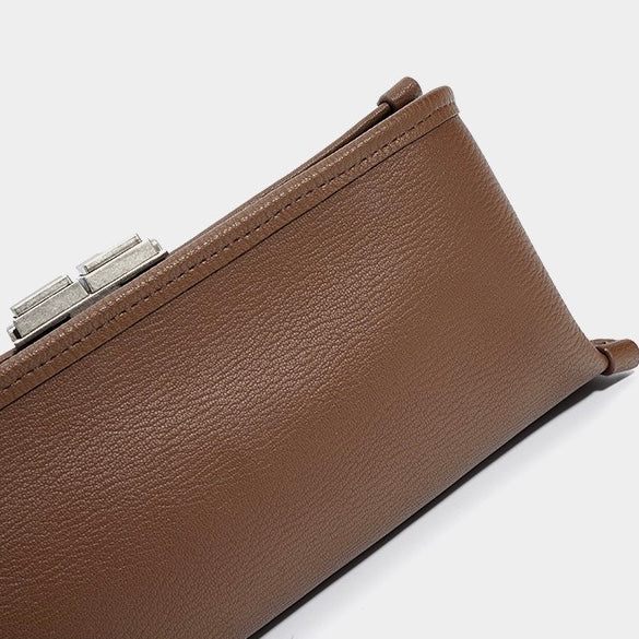 Women’s Genuine Leather Small Square Bag | Effortless Chain Elegance