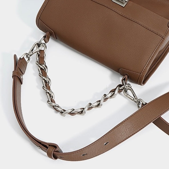 Women’s Genuine Leather Small Square Bag | Effortless Chain Elegance