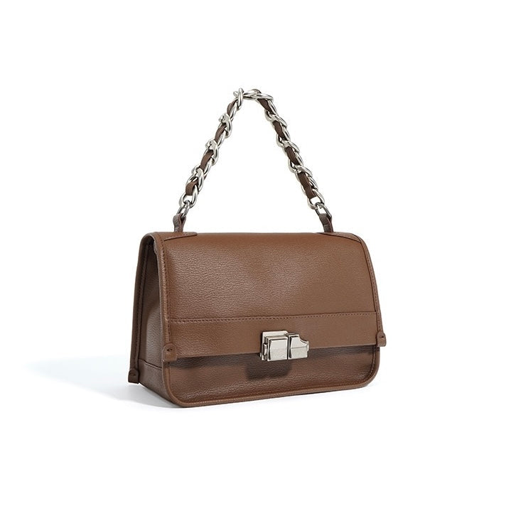 Women’s Genuine Leather Small Square Bag | Effortless Chain Elegance