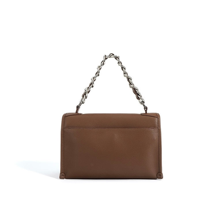 Women’s Genuine Leather Small Square Bag | Effortless Chain Elegance
