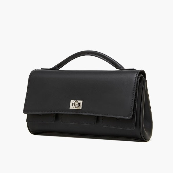 Women’s Genuine Leather Shoulder Handbag | Designer Lock Clasp Elegance