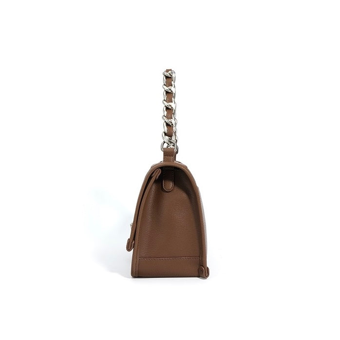 Women’s Genuine Leather Small Square Bag | Effortless Chain Elegance