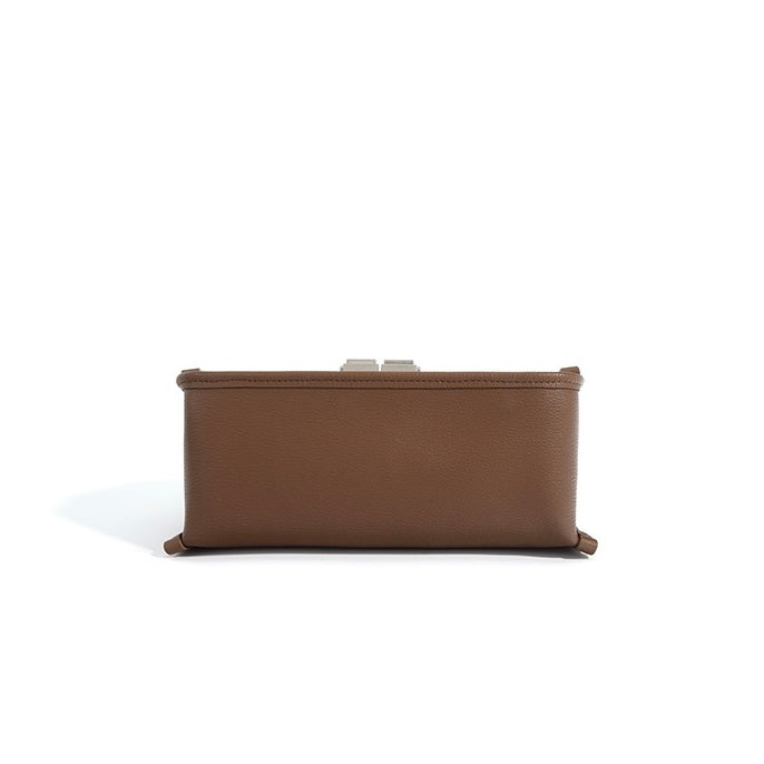 Women’s Genuine Leather Small Square Bag | Effortless Chain Elegance