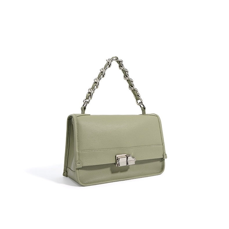 Women’s Genuine Leather Small Square Bag | Effortless Chain Elegance