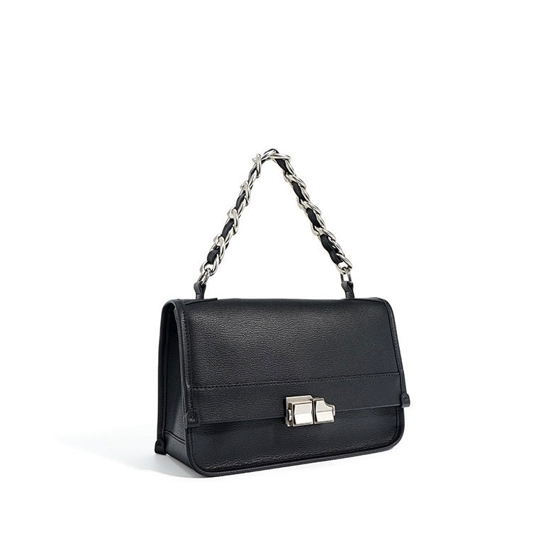Women’s Genuine Leather Small Square Bag | Effortless Chain Elegance