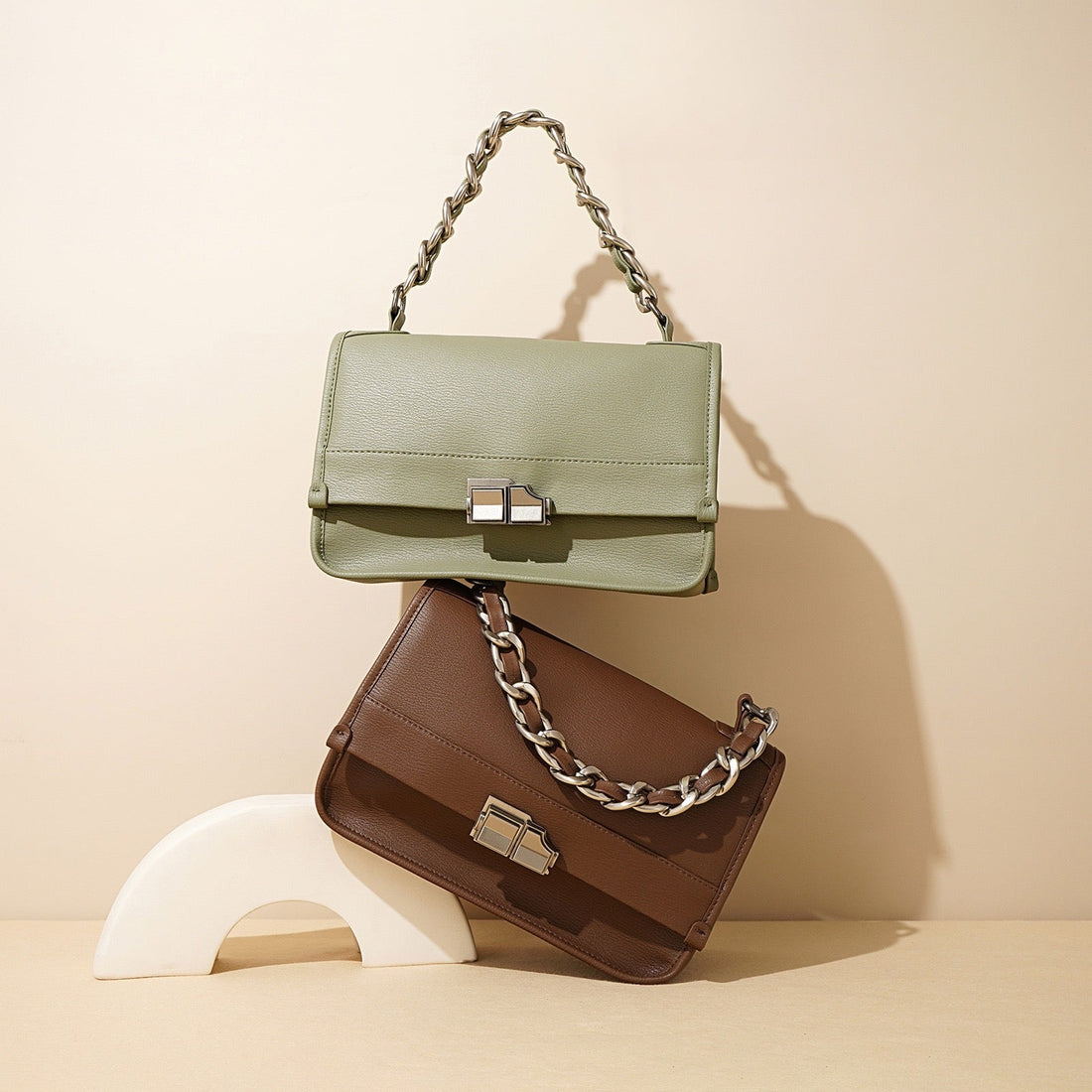 Women’s Genuine Leather Small Square Bag | Effortless Chain Elegance
