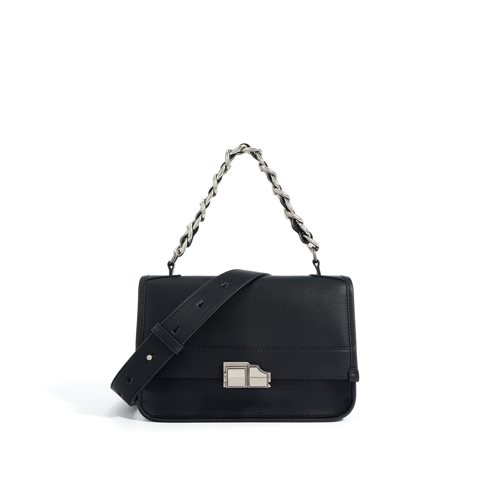 Women’s Genuine Leather Small Square Bag | Effortless Chain Elegance