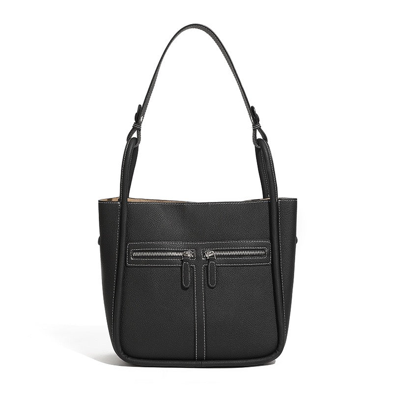 Women’s Top Grain Leather Bag | Effortless Dual Zip Elegance